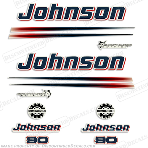 Johnson 90hp Saltwater Decals (White Cowl) 2004+ 90 hp, 90, 2004, 04, 05, 06, 07, 08, INCR10Aug2021