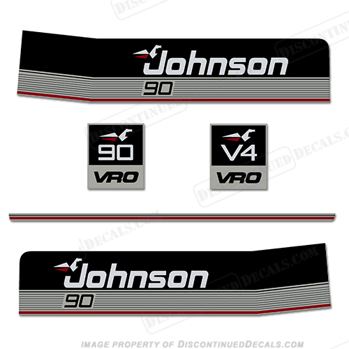 Discontinued Decal Reproduction Johnson 1987-1988 90hp V4 VRO Decal Kit 