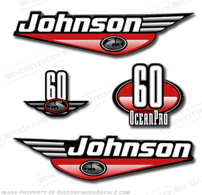 Johnson 60hp OceanPro Decals - Red ocean, pro, ocean pro, ocean-pro, INCR10Aug2021