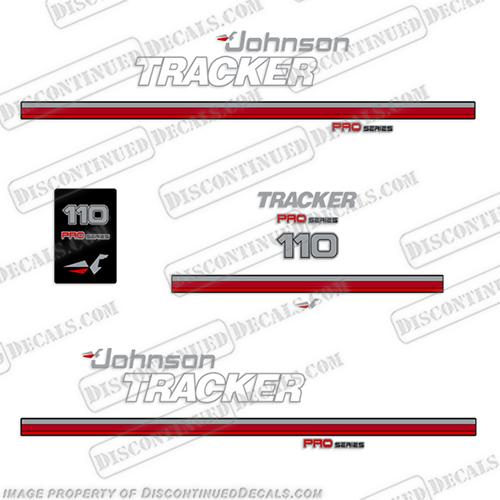 Johnson Tracker 110hp Decal Kit   johnson, tracker, decals, 115, hp, pro, series, 1984, 1985,1986, stickers, decal, kit