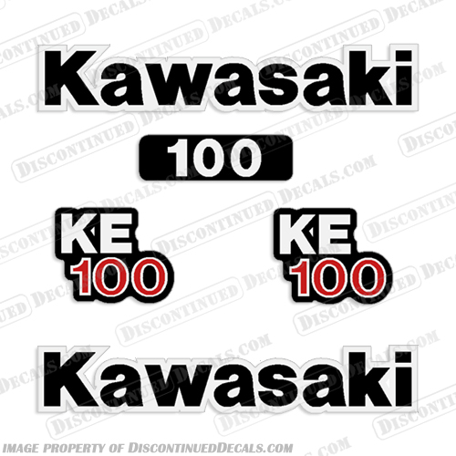 Kawasaki KE100 Motorcycle Decals kawasaki, ke100, ke, 100, motorcycle, decals, sticker, logos, atv, dirt, bike, 