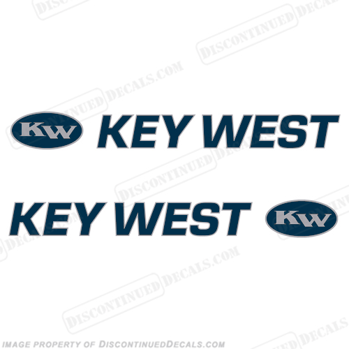 Key West 1720 Boat Decals 2-Color! (Set of 2) - Blue/Silver INCR10Aug2021