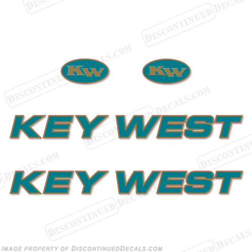 Key West Boat Decals (Set of 2) - Teal/Gold - Original INCR10Aug2021