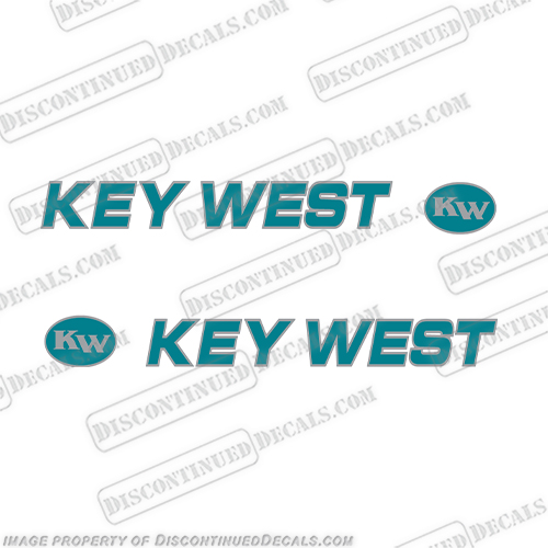 Key West Boat Decals (Set of 2) - Teal/Silver - Original  INCR10Aug2021
