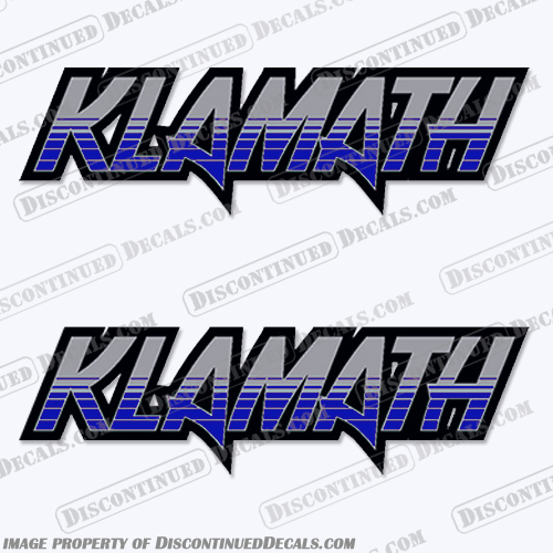 Klamath Boat Logo Decals - Silver/Blue (Set of 2) Klamath, Boat, Logo, Decal, Decals, Silver, Blue, Silver/Blue, set, of, 2, two,