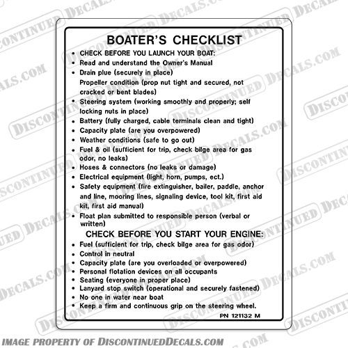 Boaters Checklist - 121132 M Boater, Boaters, Boaters, Check, List, Checklist, 121132, 121132 M, 121132M