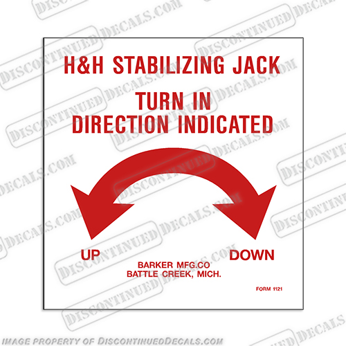 RV Motorhome or Camper H&H Stabilizing Jack Decal for stabilizer H&H, HH, Stabilizing, Jack, Decal, sticker, kit, set, stabilizer