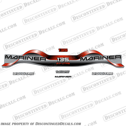 Mariner 135hp 2.0 Decal Kit - Red (2.0 Litre) Mariner, 135, 135hp, 2, 2.0, Decal, Decals, Kit, Red, Liter, Litre