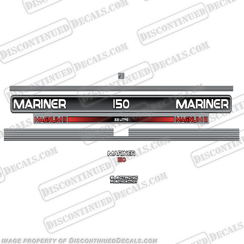 Mariner Magnum III 150hp Decal Kit 2.5L 1993 1994 1995 1996 mariner, decals, 150hp, 2.5, litre, liter, magnum, iii, III, EFI, 1993, 1994, 1995, 1996, 1992, outboard, engine, motor, cowl decal, stickers