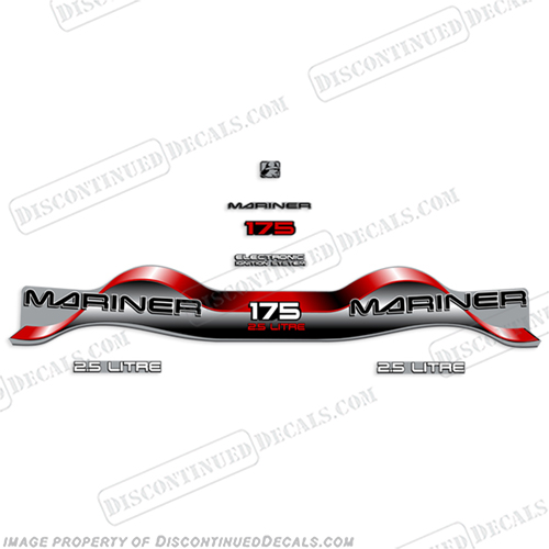 Mariner 175hp 2.5 Litre Electronic Ignition System Outboard Decal Kit - Red  Mariner, decal, sticker, motor, outboard, cowl, engine, 175hp, 75, one, seventy, five, horsepower, kit, set, 1990, 1991, 1992, 19923, 1994, 1995, 1996, 1997, 1998, 1999, 2.5, leter, litre, electronic, ignition, system, fuel, injection, INCR10Aug2021