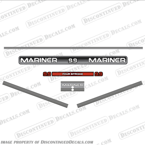 Mariner 1994-1996 9.9hp FourStroke Decal Kit mariner, 9, 9.9, 99, 9hp, 9.9hp, 9-9hp, 9.9 hp, outboard motor, tiller, engine, decal, sticker, kit, set, FourStroke, Four, Stroke, Four Stroke, 4Stroke, 4 Stroke, 4S