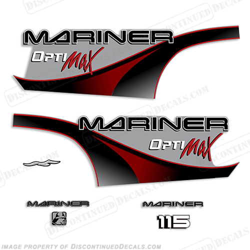 Mercury 135 HP Optimax Outboard Engine Decals, Red Sticker Set, Reproduction