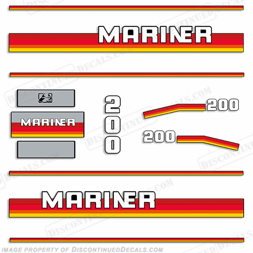 Mariner 200hp Decal Kit - 1990s INCR10Aug2021
