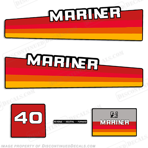 Mariner 40hp Oil Injected Decal Kit - 1980s Style INCR10Aug2021
