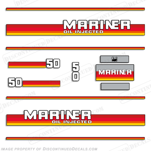 Mariner 1984 - 1990 50hp Decal Kit INCR10Aug2021