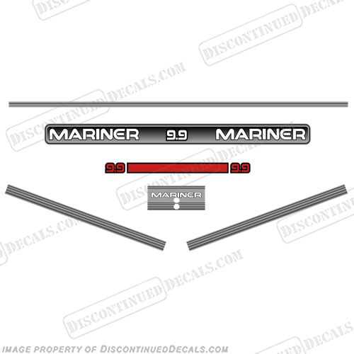 Mariner 1994-1996 9.9hp Decal Kit  mariner, 9, 9.9, 99, 9hp, 9.9hp, 9-9hp, 9.9 hp, outboard motor, tiller, engine, decal, sticker, kit, set, INCR10Aug2021