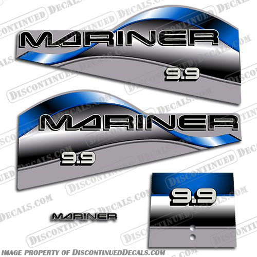 Mariner 9.9hp Decal Kit - 1996 - 1997 - Blue Mariner, 9, 9.9, 9.9hp, hp, horse, power, horsepower, decal, decals, kit, 1996, 1997, blue,