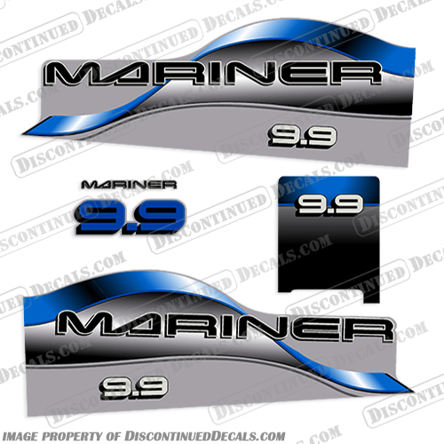 Mariner 9.9hp Outboard Decal Kit - 1996 - 1997 - Blue Mariner, 9, 9.9, 9.9hp, hp, horse, power, horsepower, outboard, decal, decals, kit, 1996, 1997, blue,