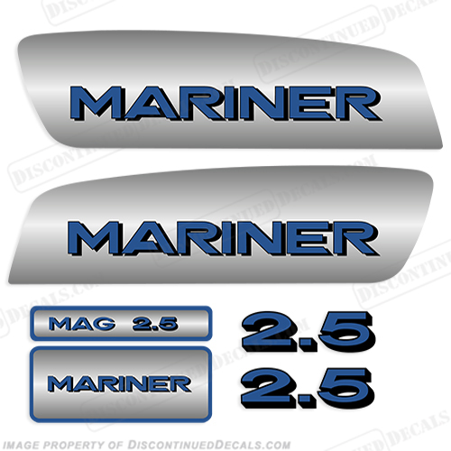 Mariner Mag 2.5 Liter Decal Kit - Custom Silver/Blue INCR10Aug2021