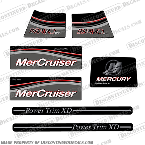 Mercruiser Bravo Two Decals 2005, 2006, 2007, 2008, 2009, 2010, 2011, 2012, 2013, 2014, 2015, 2016, 2017, 2018, Mercruiser, Bravo, Two, 2, Decal, Decals, kit,
