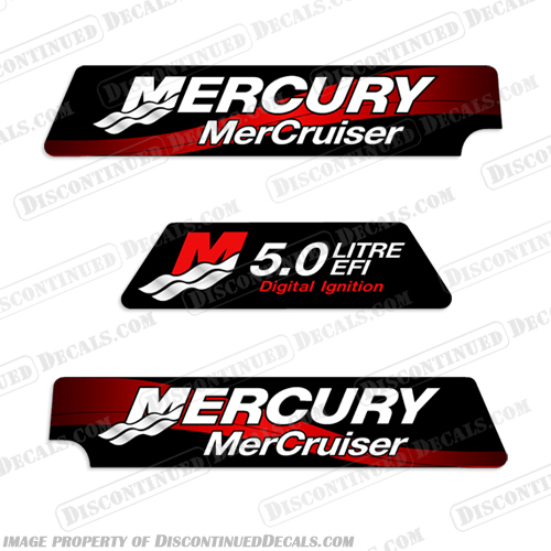 Mercury Mercruiser 5.0 Litre EFI Digital Ignition Flame Arrestor Decal Kit  mercruiser, mer, cruiser, 5.0, 5.0l, 5l, 5, flame, arrestor, bravo, alpha, one, thunderbolt, ignition, power, steering mpi, engine, valve, 454, flame, arrestor, mercury, decal, sticker, lx, v8, INCR10Aug2021