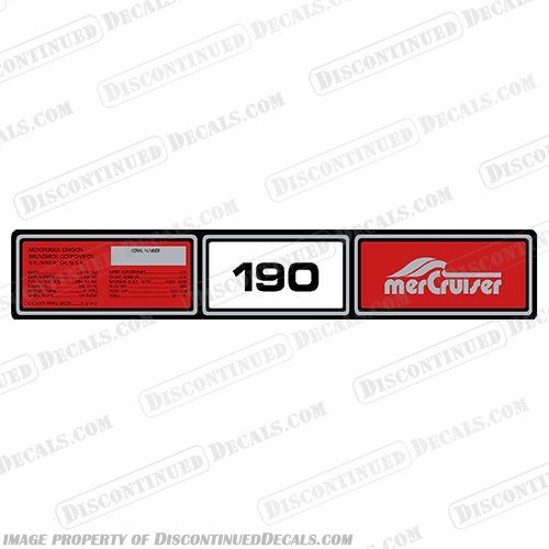 Mercruiser 1982-1989 190hp Valve Cover Decals 1982, 1983, 1984, 1985, 1986, 1987, 1988, 1989, 190 hp, rocker cover decal, 170, mercruiser, valve, cover,