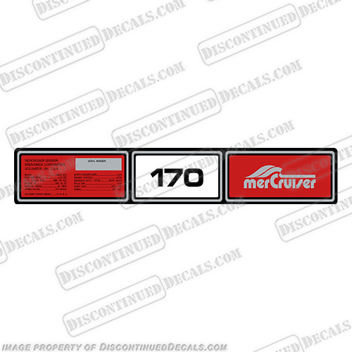 Mercruiser 1982-1989 170hp Valve Cover Decals  1982, 1983, 1984, 1985, 1986, 1987, 1988, 1989, 170 hp, rocker cover decal, 170, INCR10Aug2021