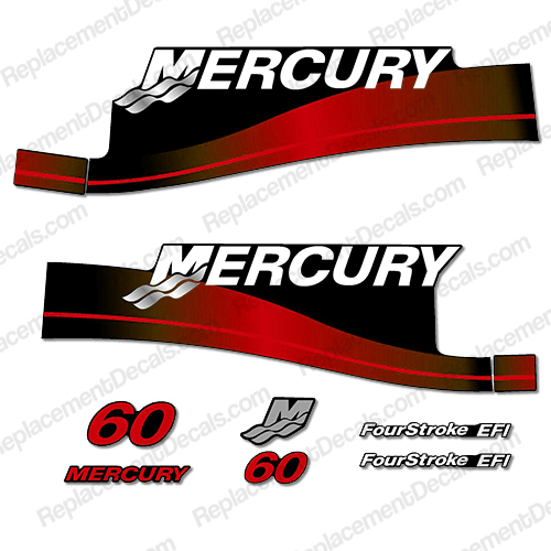 Mercury 60hp 4-Stroke EFI Decal Kit (Red) INCR10Aug2021