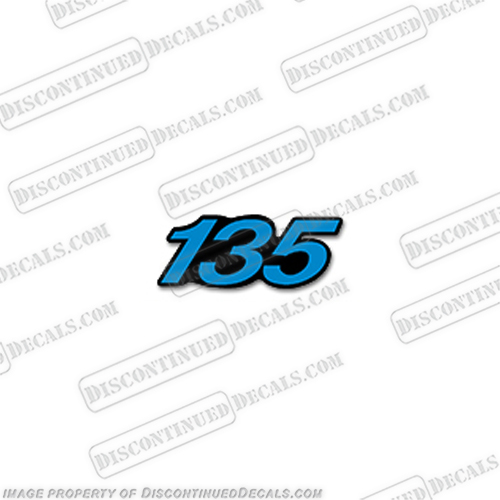 Mercury Single "135" Decal - Blue (Front or Rear)  mercury, 135, hp, outboard, motor, engine, decal, sticker, blue