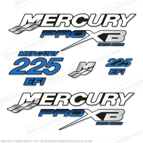 Mercury 225hp Pro XB Limited Edition Decals (Blue) 225 h.p., 225 horse power, 225-hp, pro-xb, proxb, INCR10Aug2021