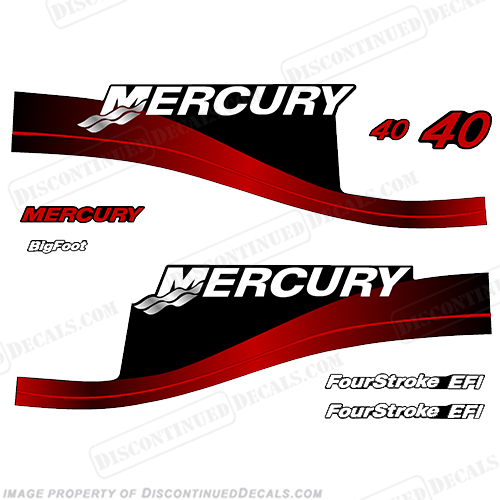 Mercury 40hp 4-Stroke EFI Decal Kit 2002 (Red) INCR10Aug2021