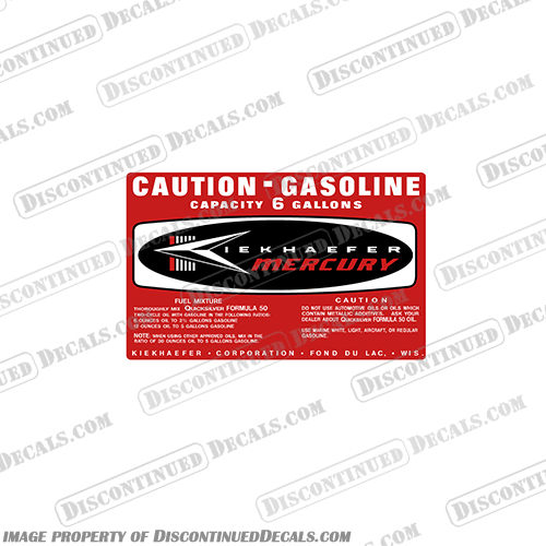 Mercury 1964 6 Gallon Gas Tank Decal INCR10Aug2021