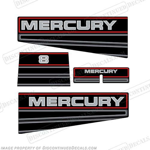 Mercury 8hp 1994-1995 Decal Kit 95, 94, 8, 8hp, 8, outboard, engine, motor, decal, sticker, kit, set, INCR10Aug2021