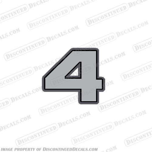 Mercury "4" Single Decal - Metallic Silver Mercury, Single, 4, "4", Decal, Metallic, Silver, Metallic Silver, Mercury 4, 4hp, hp, horsepower