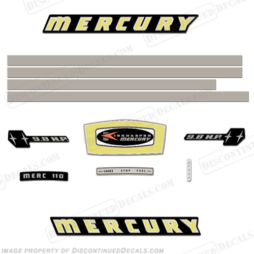 Mercury 1965 9.8HP Outboard Engine Decals INCR10Aug2021