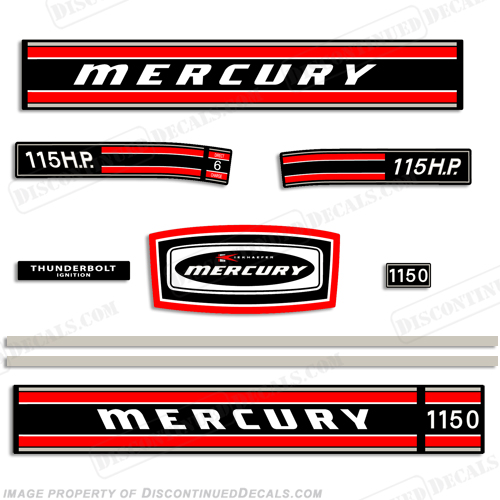 Mercury 1971 115HP Outboard Engine Decals INCR10Aug2021