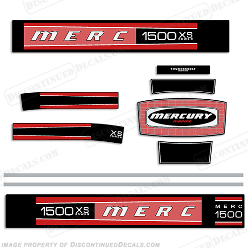 Mercury 1977-1978 1500XS (150hp) Outboard Decal Kit mercury, 150, 150 hp, horsepower, 150hp, 2005, 2006, 2007, 2008, 2009, 2010, electronic, fuel, injection, 1500, xs, INCR10Aug2021
