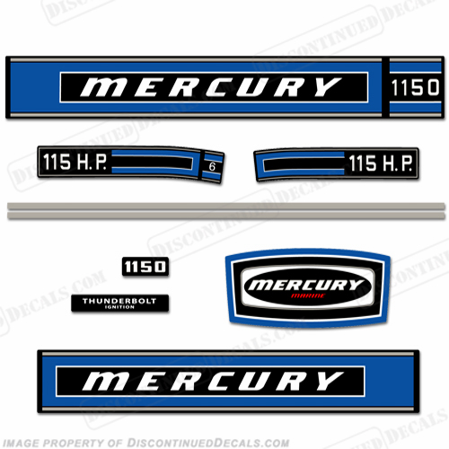 Mercury 1974 115hp Outboard Engine Decals INCR10Aug2021