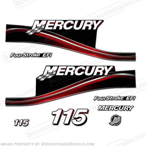 Mercury 115 Four 4 Stroke Decal Kit Outboard Engine Graphic Motor Stickers RED 