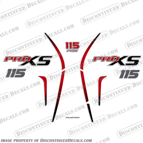 Mercury 115 PROXS New 2018 and up - Partial Kit mercury, 115, proxs, pro, xs, new, 2018, and, up, boat, decals, stickers, set, red, silver, 2019, 2020, 2021, 2022, kit, Partial,