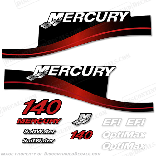 Mercury 140hp EFI/Optimax Decal Kit (Red) INCR10Aug2021
