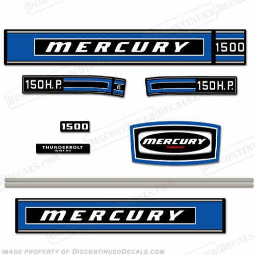 Mercury 1974 150hp Outboard Engine Decals INCR10Aug2021