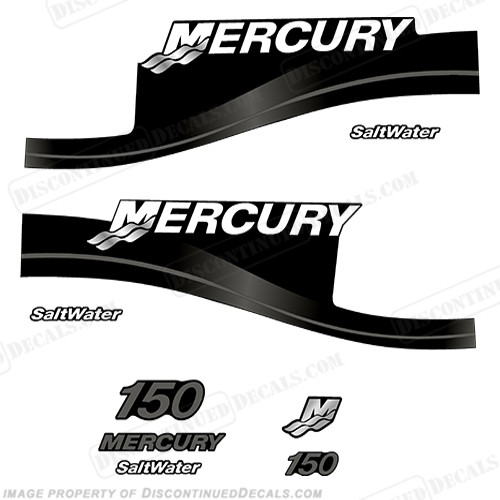 Mercury 150hp Saltwater Series Decal Kit Dark Grey