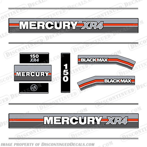 Mercury 1990 150HP XR4 BlackMax Outboard Engine Decals  mercury, decals, 150, hp, xr4, 1990, outboard, motor, engine, cowl, stickers, decal, kit