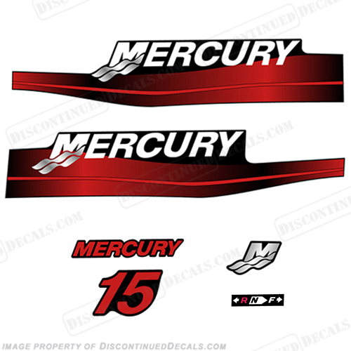 Mercury 15hp 2-Stroke Decal Kit 1999-2006 (Red) INCR10Aug2021