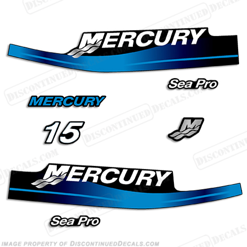 Mercury 15hp SeaPro Decals (Blue) INCR10Aug2021