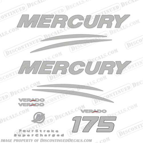 Mercury Verado 175hp Decal Kit - Chrome/Silver 175 hp, INCR10Aug2021