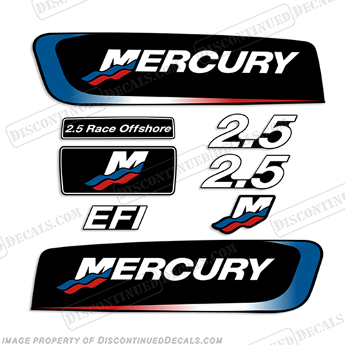 Mercury 2.5 Liter EFI Racing Decal Kit - Custom Red/White/Blue INCR10Aug2021