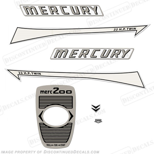 Mercury 1961 22HP Outboard Engine Decals INCR10Aug2021