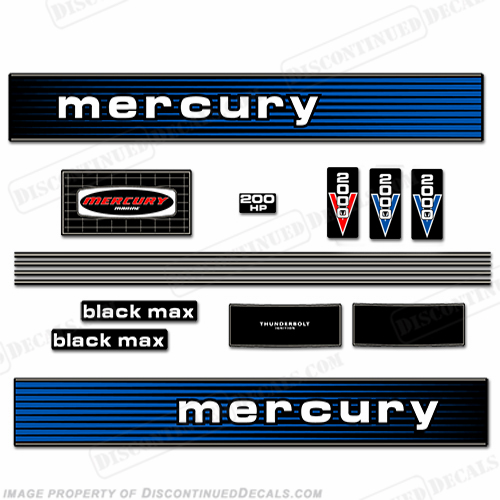 Mercury 1978 200HP Outboard Engine Decals INCR10Aug2021
